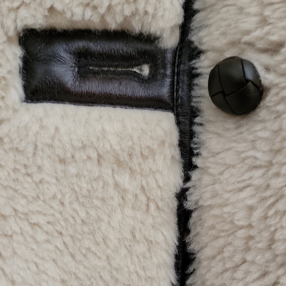 SHERPA & VEGAN LEATHER TRIM JACKET/GAP/CREAM - Picture 6 of 13